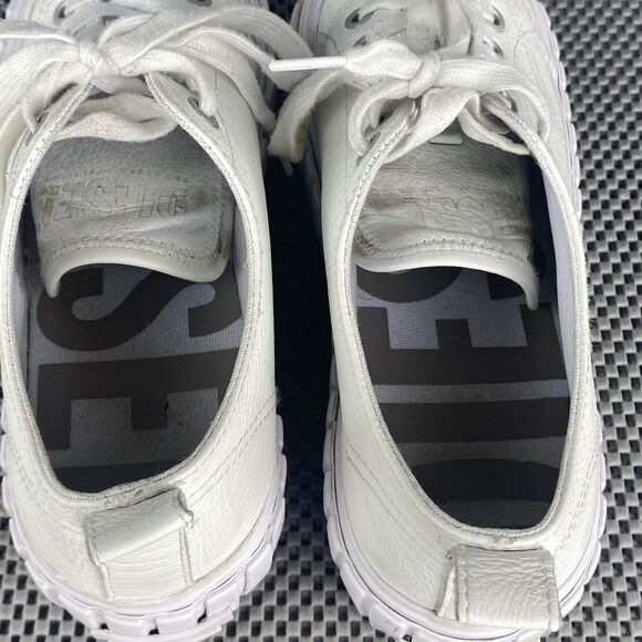 Diesel S-Hanami Sneakers Womens Size 7 White Leather Low Top Platform Lace Up - Picture 9 of 13
